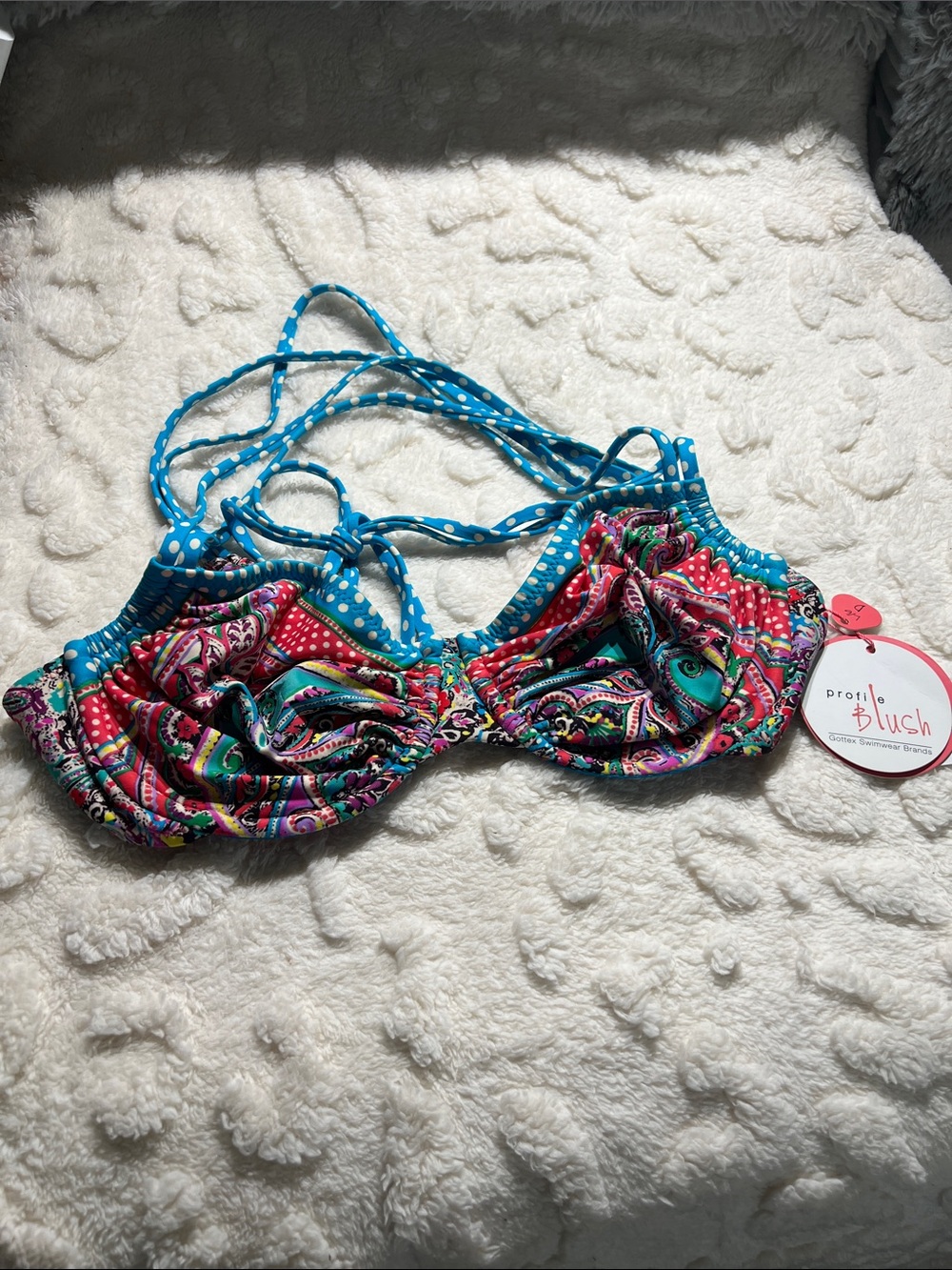 Profile by Gottex Women’s Paisley and Polka Dot Print Underwire Bikini Top SZ LD